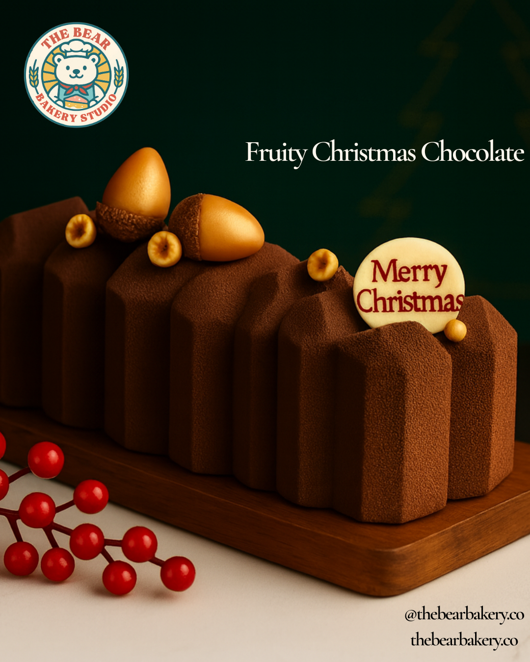 Fruity Chocolate Christmas Log Cake