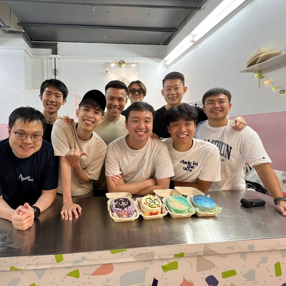Group celebrating at a private cake decorating party