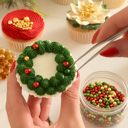 Children decorating Christmas cupcakes in Singapore workshop