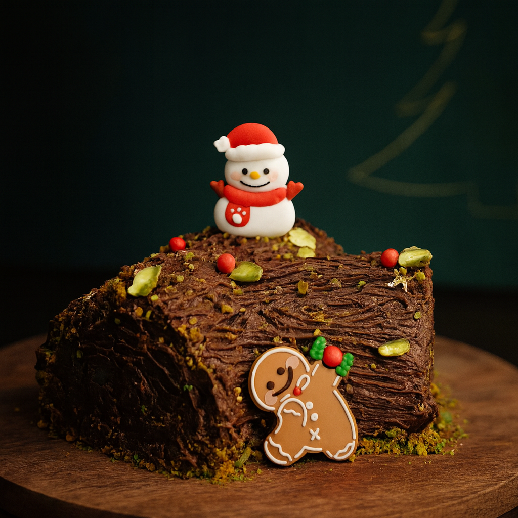 Christmas log cake pistachio flavored cake free delivery