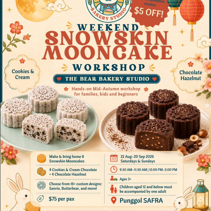 Weekend Snowskin Mooncake Workshop – Cookies & Cream and Chocolate Hazelnut mooncakes